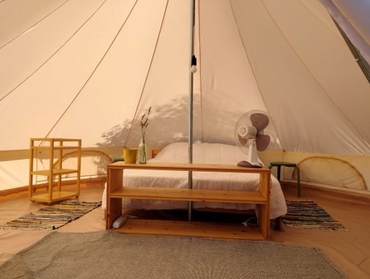 Belltent in Le Marche bij Camping Suasa